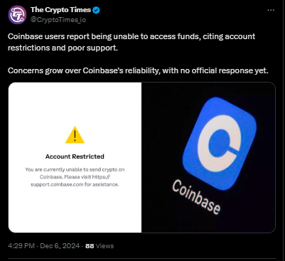 Coinbase Fund Access Blocked, Users Demand Resolution image 0