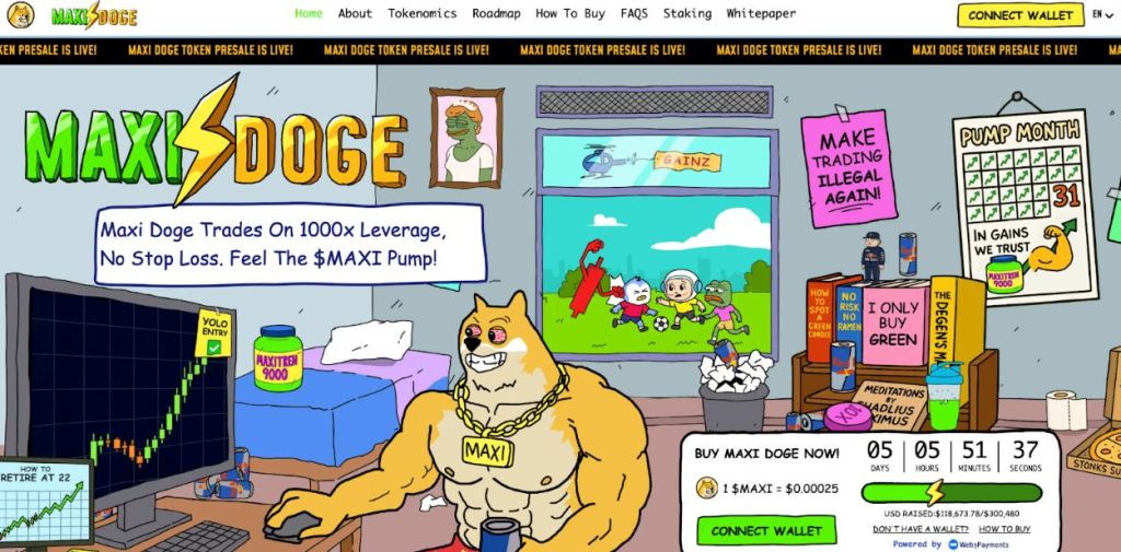 Neuer Krypto-Vorverkauf ‚Maxi Doge‘ geht live – Wale schicken $MAXI Token in Minuten auf $100k