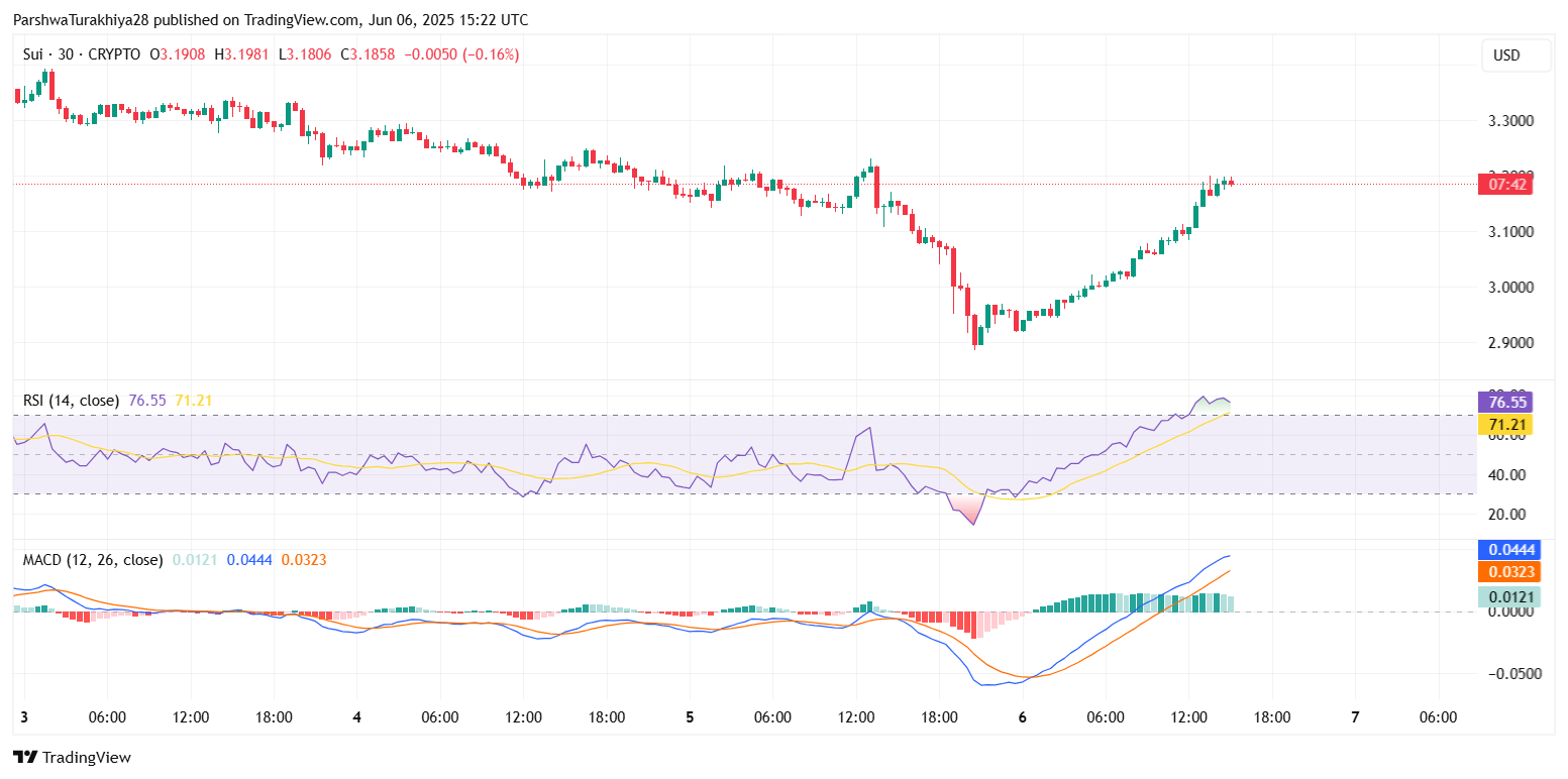 SUI Price Prediction for June 07, 2025: Can Bulls Sustain the Recovery Toward $3.40 Resistance? image 5