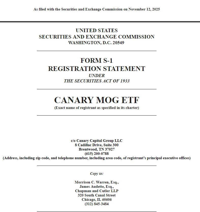 Un ETF sur un memecoin TikTok ? Canary Capital dépose un dossier pour un ETF MOG image 1