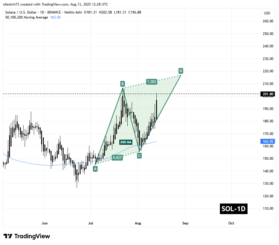Solana (SOL) To Soar Further? Key Harmonic Pattern Signaling Potential Upside Move image 1