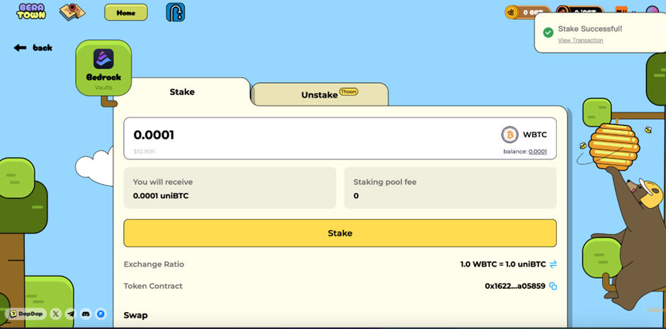Berachain Epic Week 5: Stake and Mint uniBTC on DapDap to Earn 100K Diamonds image 2