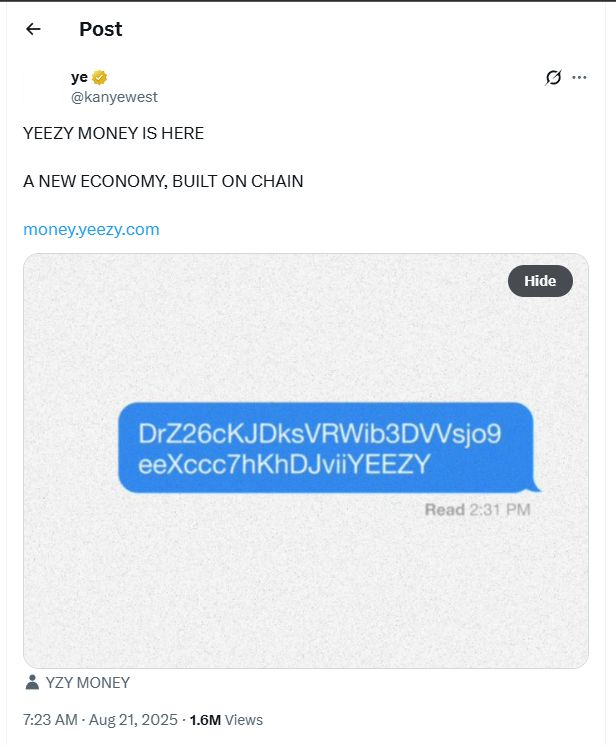 YZY Token’s Rapid Rise and Decline May Indicate Insider Selling, While Whales and Traders Continue Buying image 0