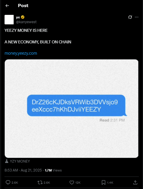 $YZY Token, Inovasi Kripto Baru yang Dipengaruhi Gaya Ikonik Kanye West