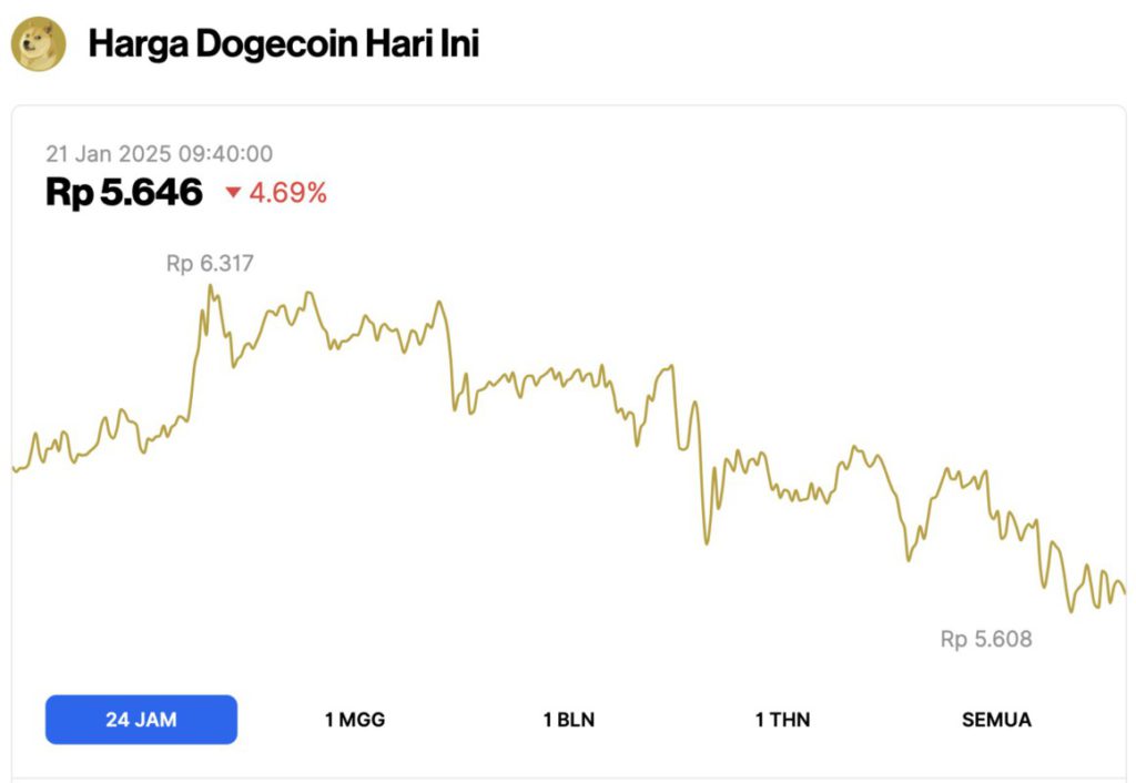 Harga Dogecoin Tergelincir 4% Hari Ini (21/1/25): Analis Tunjukkan Target Harga $15 untuk DOGE! image 0