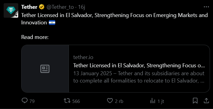 Tether Pindahkan Kantor Pusatnya ke El SalvadorFokus pada Inovasi dan Pasar BerkembangEl Salvador Sebagai Pusat Inovasi image 0