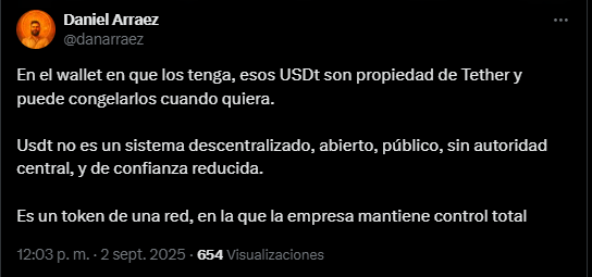 Tether puede bloquear fondos en USDT de Venezuela, alerta la comunidad image 0