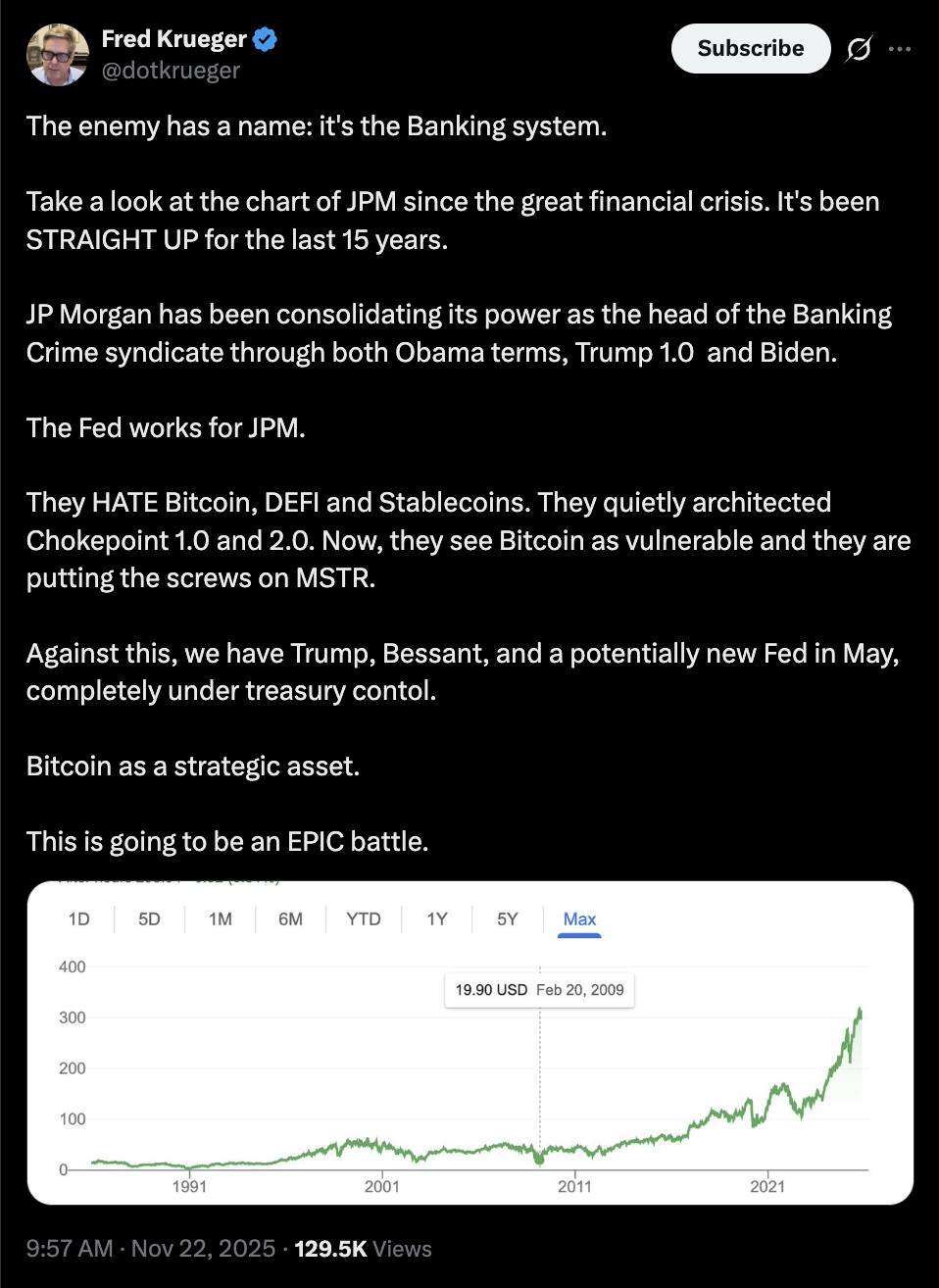 ストラテジーとビットコイン支持者、JPモルガンへの「ボイコット」を呼びかけ image 0