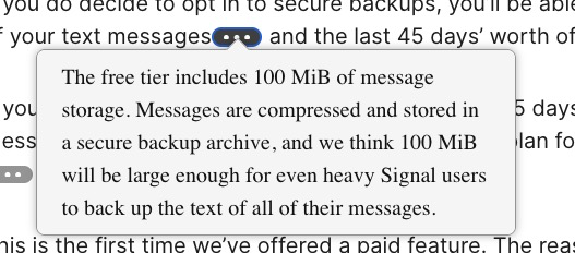 Signal rolls out complimentary and premium chat backup options image 0