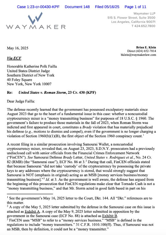 Tornado Cash dev's attorneys say prosecutors hid exculpatory evidence image 0