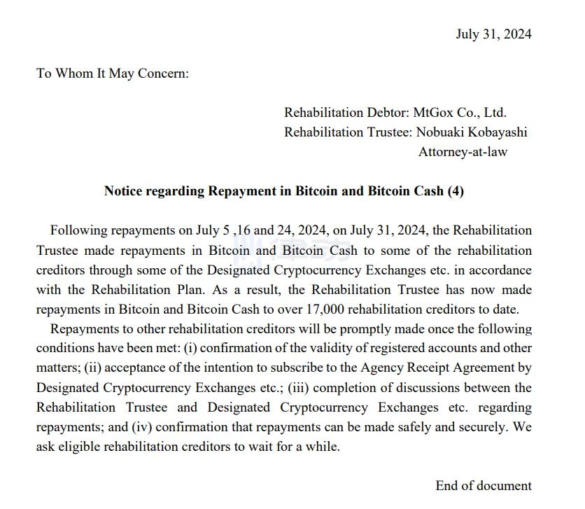 Mt. Gox in the Final Stages of Repayment: 70% of Creditors Receive Funds image 1
