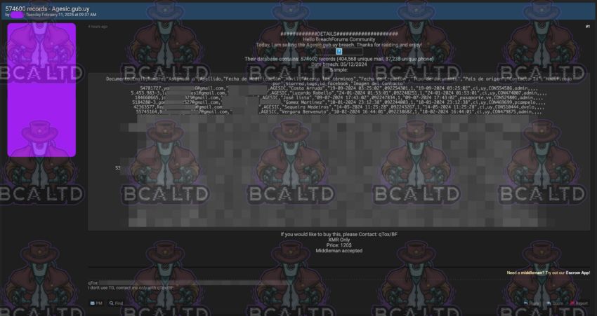 Agesic de Uruguay investiga presunta filtración y venta de datos personales mediante Monero (XMR) image 0
