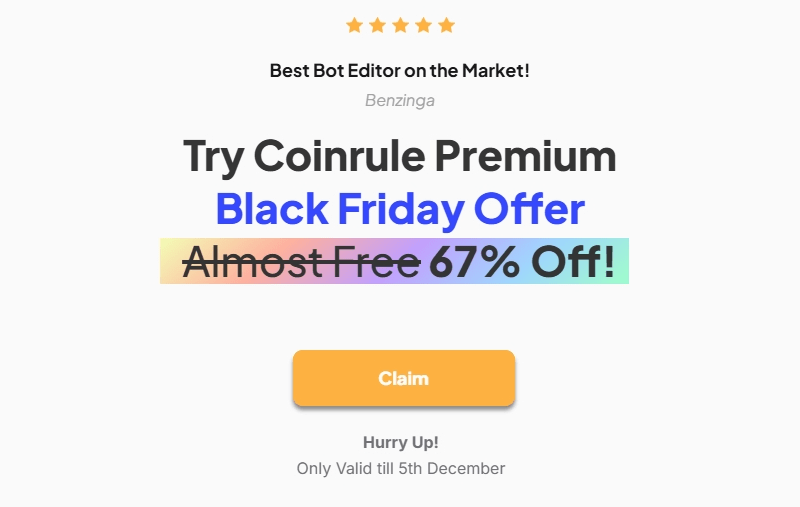 Otomatiskan Trading Kripto Anda dengan Diskon 67% Black Friday Coinrule image 0