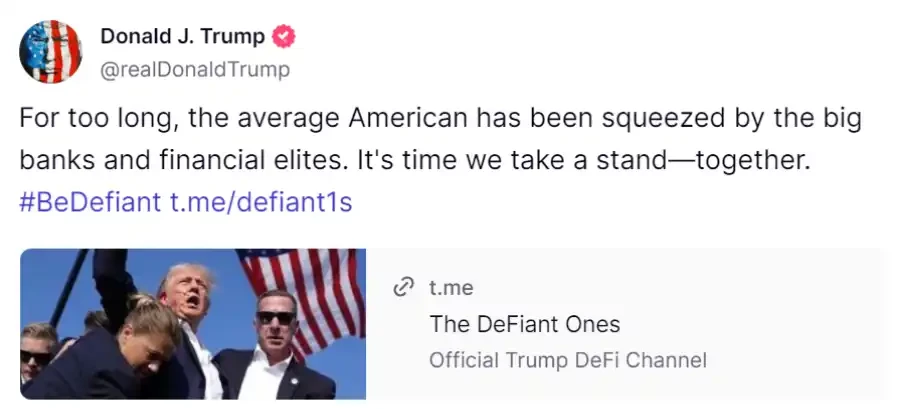 The Trump family enters DeFi, threatening to end the oppression of banks and financial elites image 0