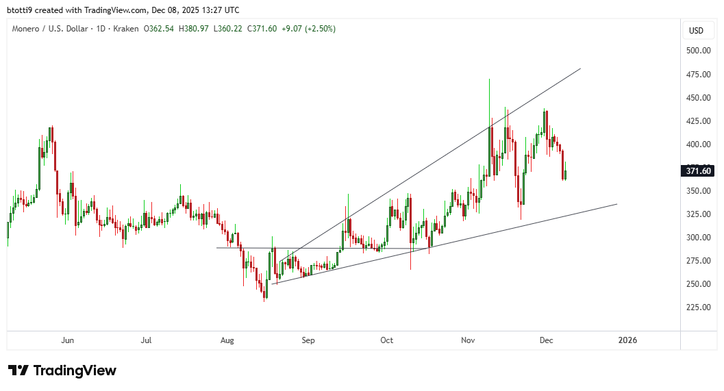 Zcash steigt um 12 %, während Monero nachlässt: Privatsphärenmünzen divergern vor der Fed-Sitzung