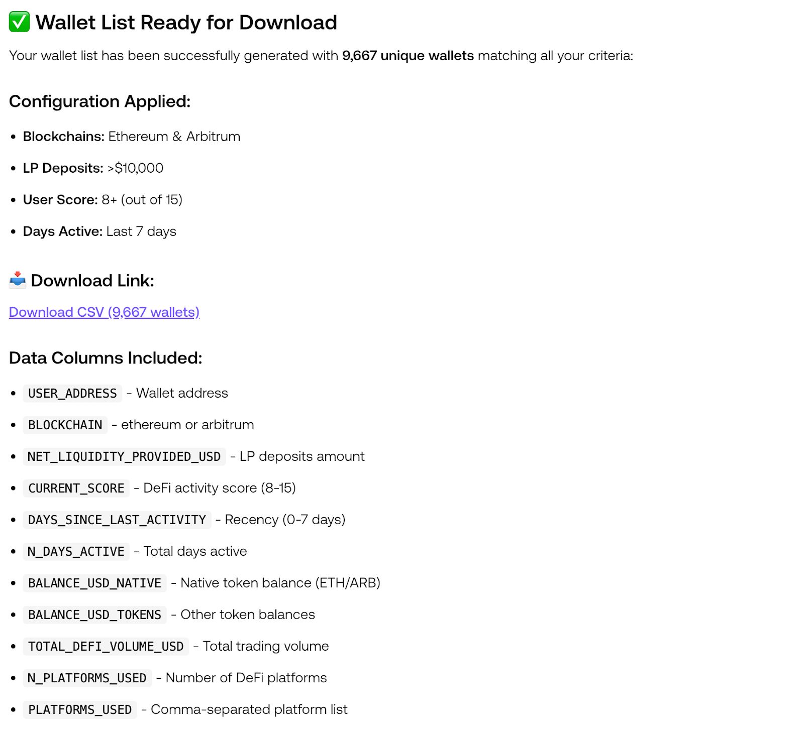 Spindl uchun Wallet Targeting Agent: Yuqori qiymatli foydalanuvchilarni osonlik bilan faollashtiring image 9
