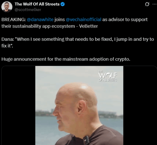 Dana White Joins VeChain to Bring Blockchain to the Masses