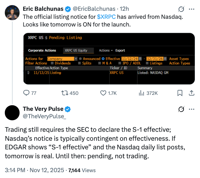 La communauté crypto s’attend au premier ETF XRP au comptant dès ce jeudi image 0