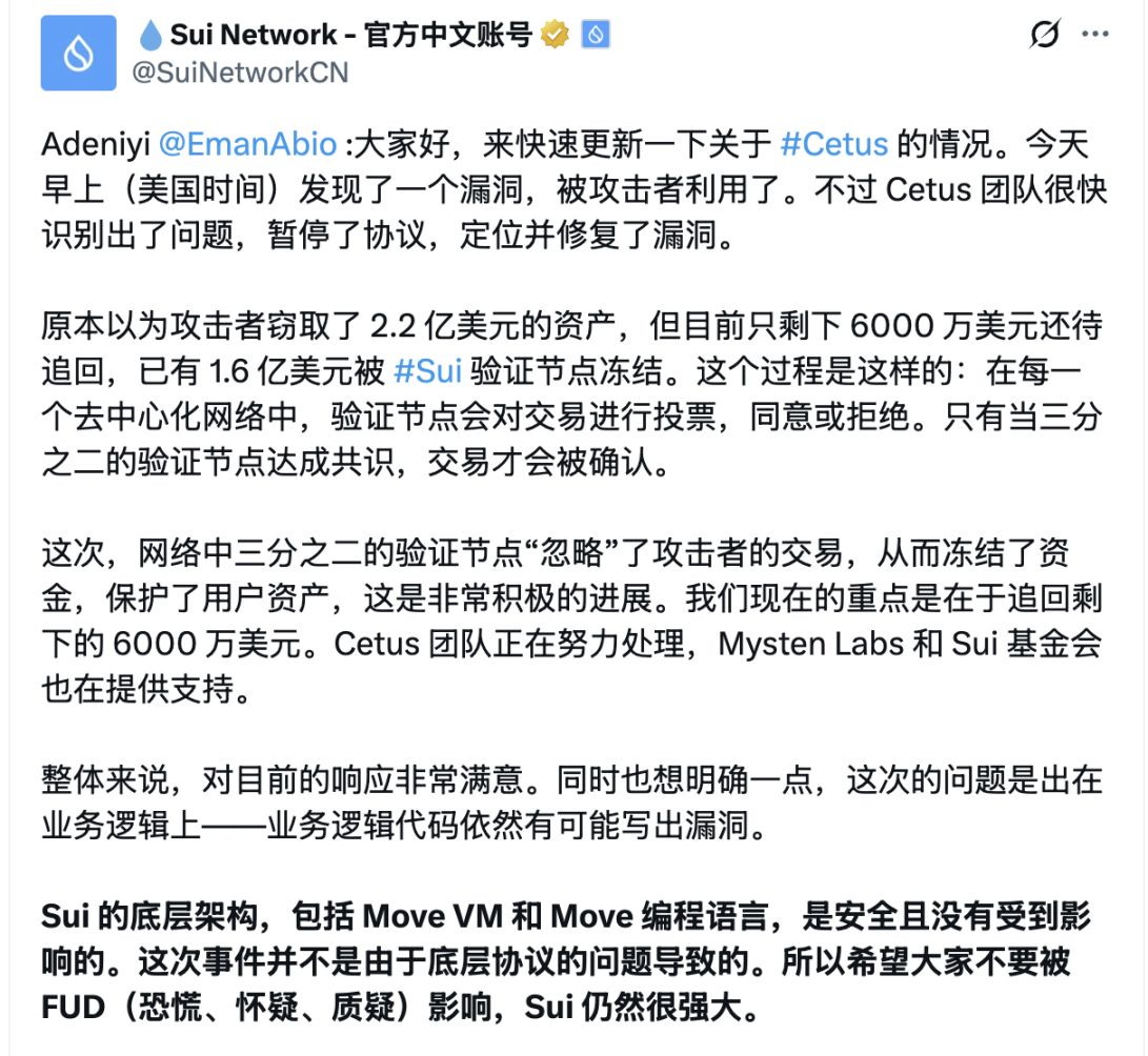 Cetus は本当に盗まれた資金 1 億 6000 万ドルを「回収」したのか? image 0