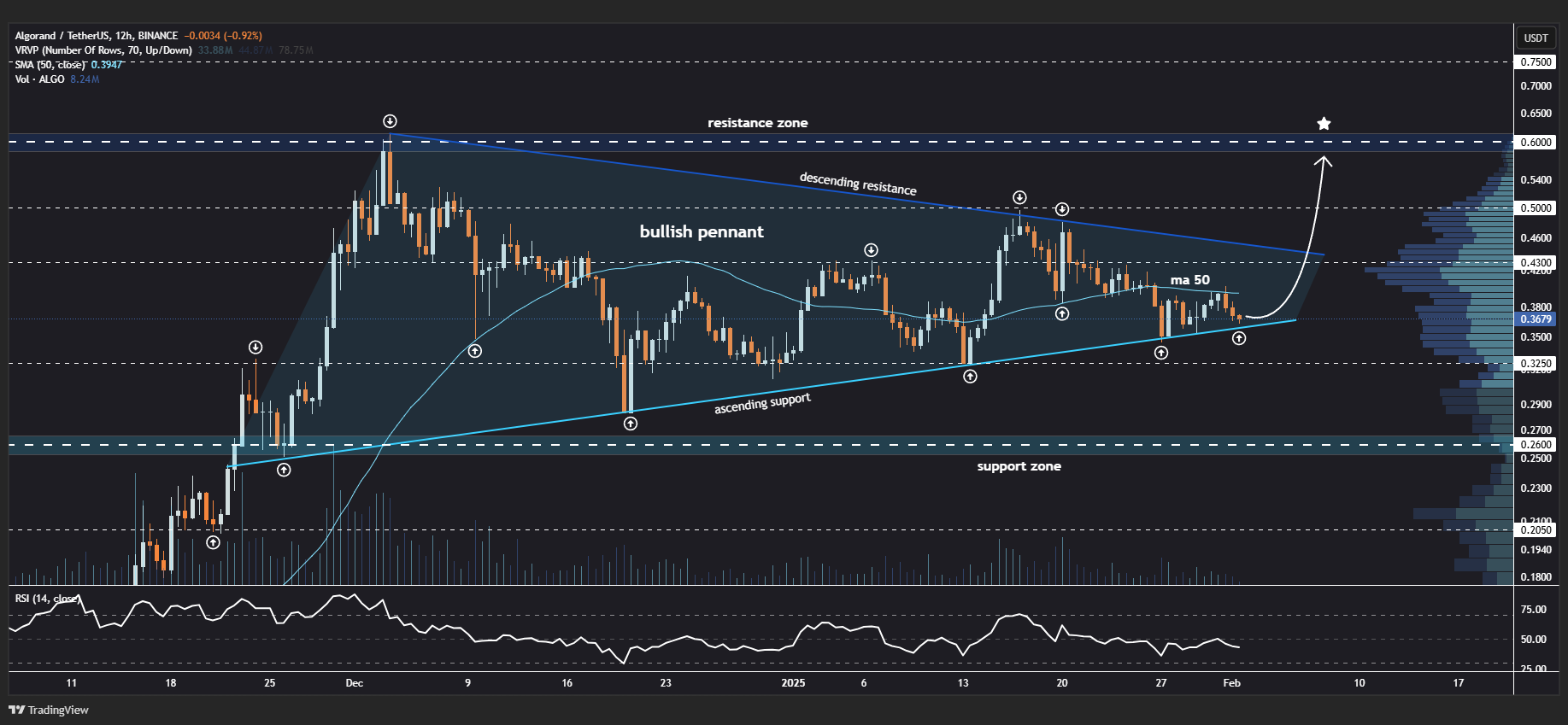 Algorand (ALGO) Testing Key Bullish Pennant Support: Will It Make a Bounceback? image 1