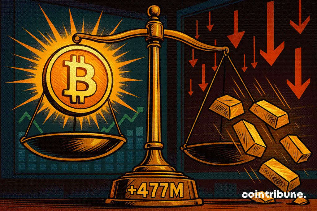 شهدت صناديق Bitcoin ETFs تدفقات بقيمة 477 مليون دولار مع تراجع أسعار الذهب image 1