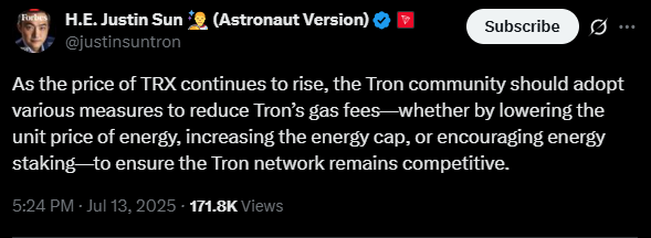 Gas fees drop by 60%! DApp interaction costs decrease significantly as TRON ecosystem accelerates growth image 0