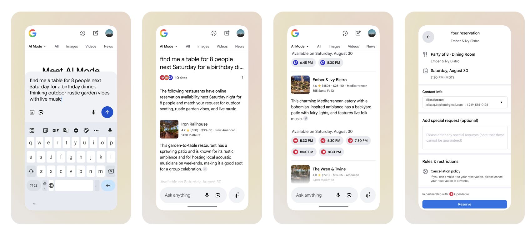 Google’s AI Mode introduces enhanced agent-like features to assist with booking event tickets and scheduling beauty services