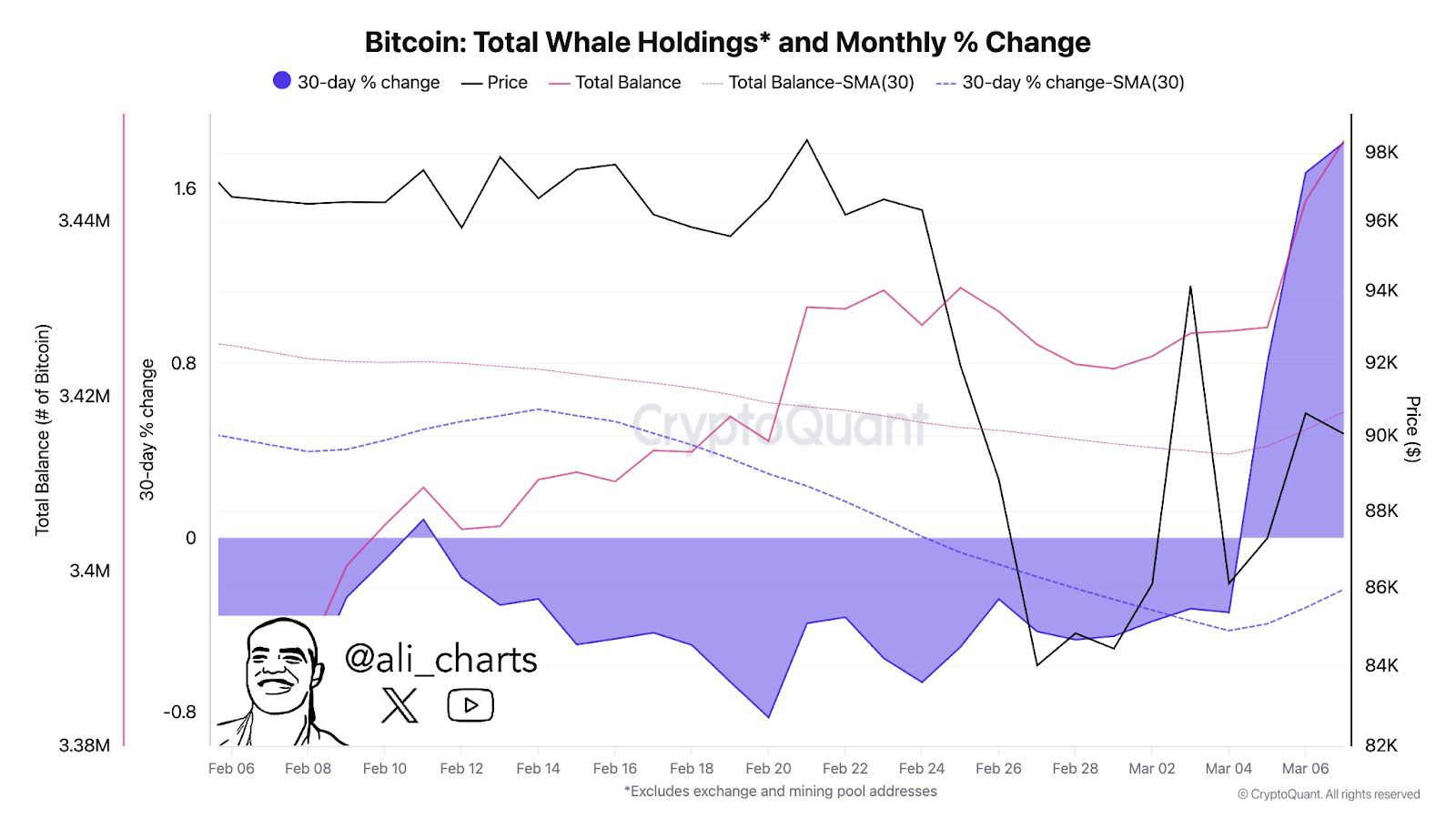 Bitcoin Whales Buy 22K BTC as Price Climbs Toward $98K in 72 Hours image 1