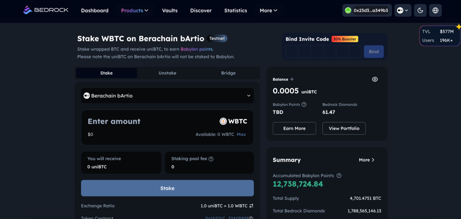 Berachain Epic Week 5: Stake and Mint uniBTC on DapDap to Earn 100K Diamonds image 3