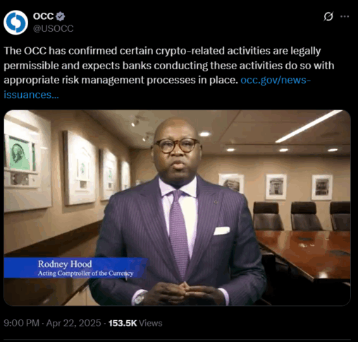 OCC Confirms Banks Can Now Engage in Crypto Activities