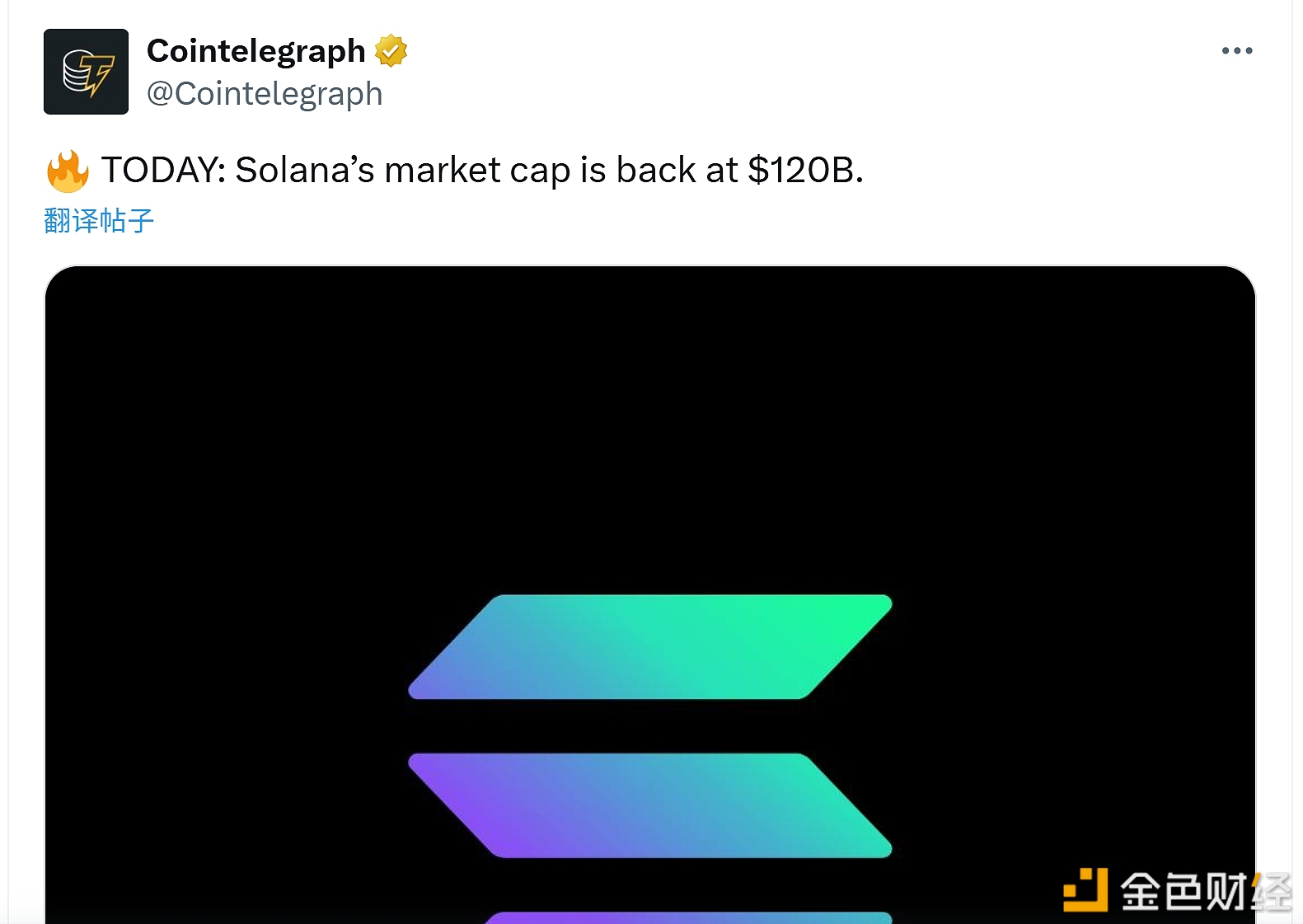 Solana的市值重回1200亿美元
