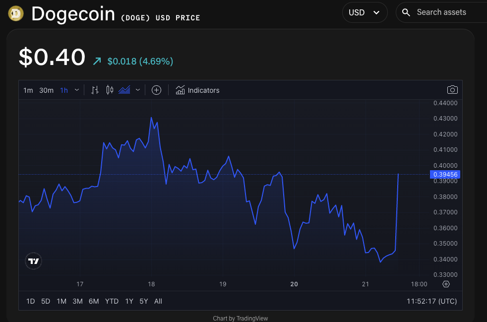 Dogecoin logo appears on new Department of Government Efficiency website image 1