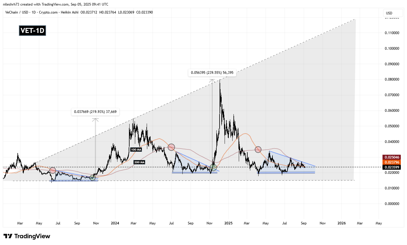 Befindet sich VeChain (VET) in der letzten Akkumulationsphase vor einem bullischen Ausbruch? Dieses Fraktalmuster sagt Ja! image 1