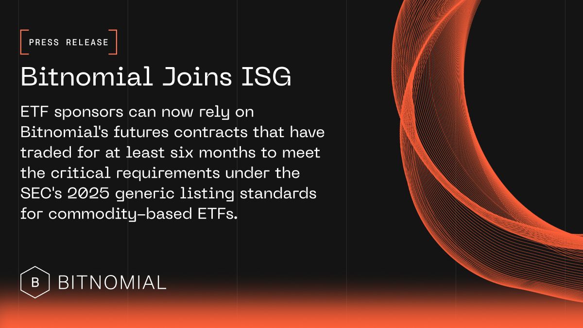 Bitnomial tritt der Intermarket Surveillance Group bei und ebnet den Weg für weitere US-Krypto-Spot-ETFs image 0