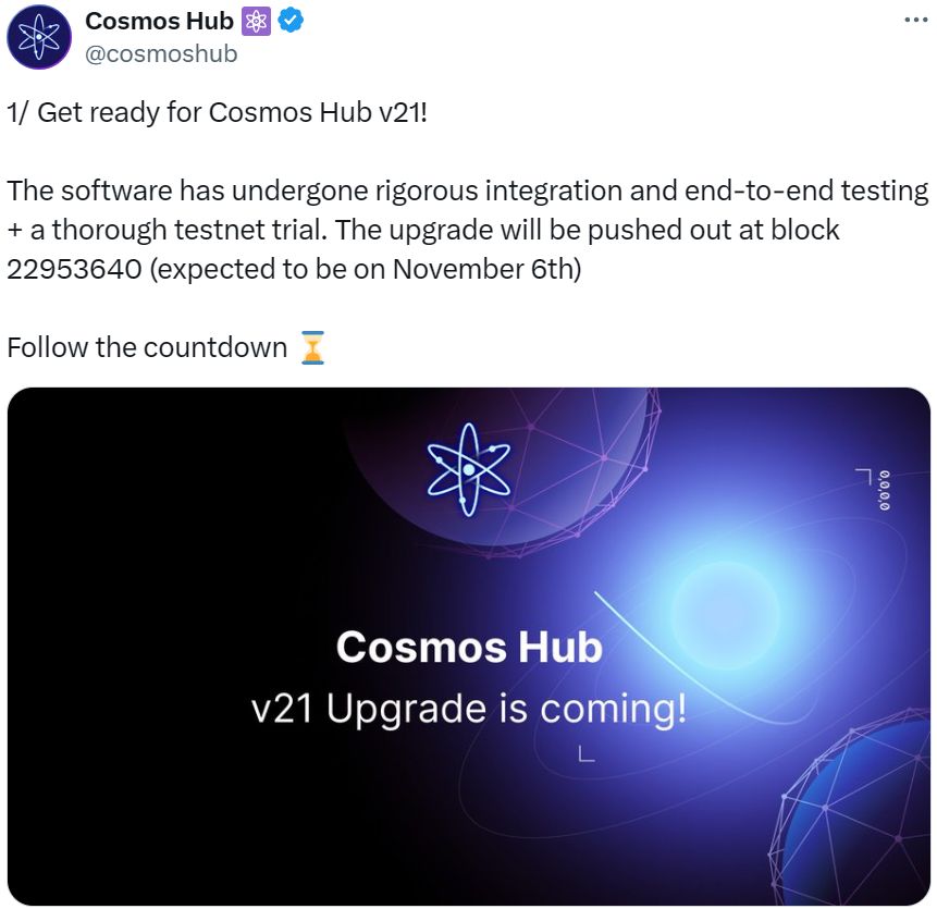 Web3 早报：SHIB 发布 S.H.I.B. 计划提案、Cosmos Hub 预计于 11 月 6 日升级至 v21 版本、Solidity 2.0 开发商 Vlayer 完成 1000 万美元 Pre-Seed 轮融资，a16z CSX 等参投 image 1