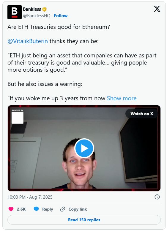 Vitalik backs Ethereum treasury firms, but warns of overleverage image 0