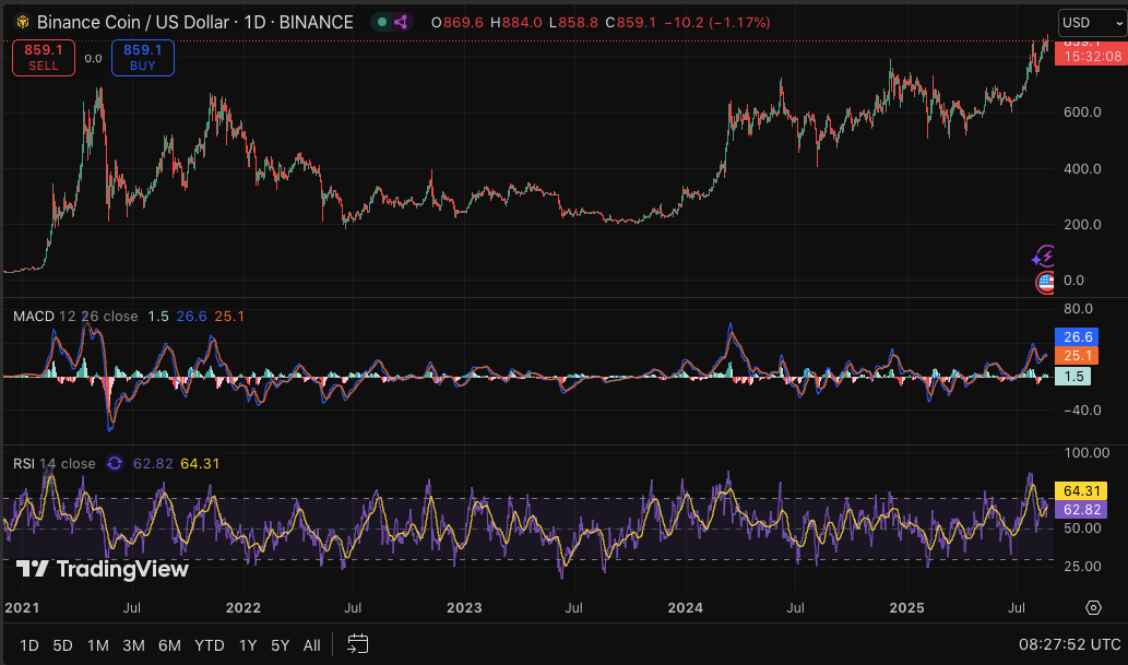 BNB-Bullen feiern ein ATH von 881 $, während der Widerstand bei 880 $ Verteidigung spielt image 3