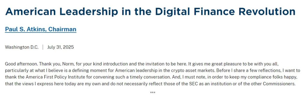 Bullish : la SEC veut tout mettre on-chain avec son « Project Crypto » image 1
