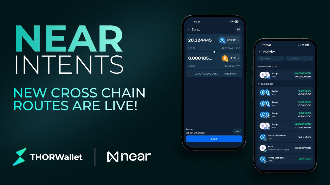 THORWallet整合NEAR Intents,擴展多網絡跨鏈兌換功能