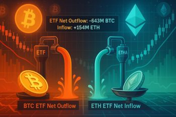 Dòng tiền ETF phân hóa: Bitcoin giảm, Ethereum đảo chiều tăng