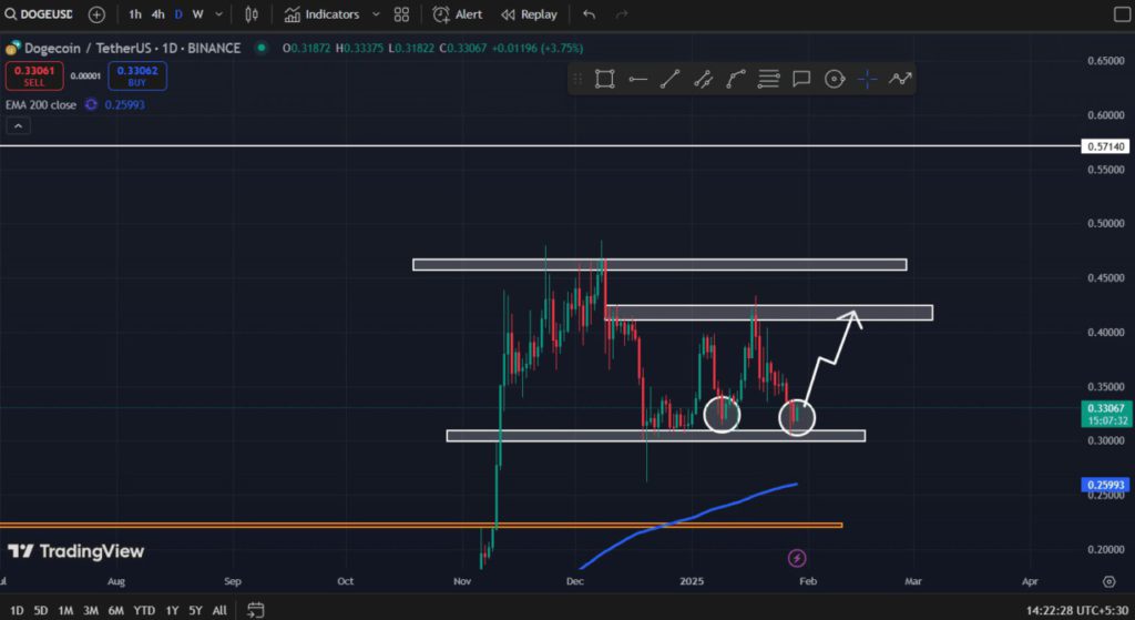 Dogecoin (DOGE) Diprediksi Analis Naik 30%: Akankah Mencapai Rp6.850? (31/1/25) image 0