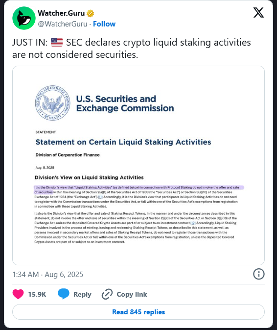 从严监管到政策松绑：SEC 放行加密流动性质押