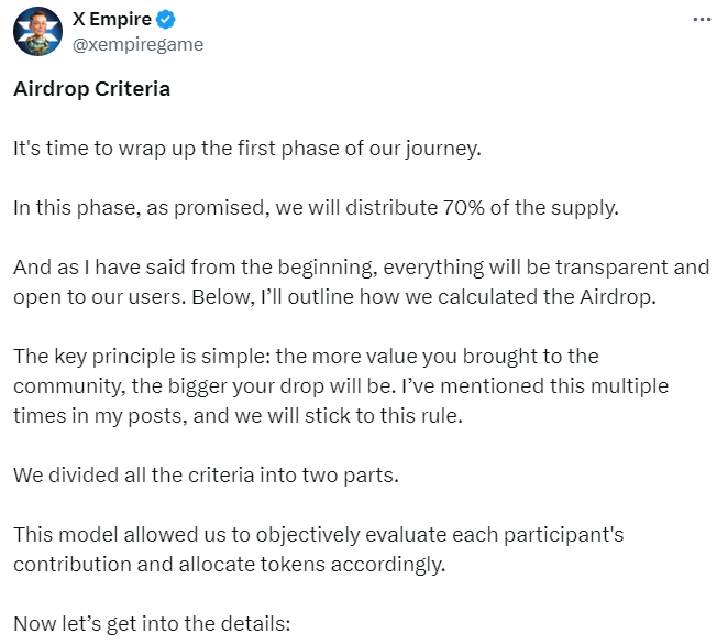 X Empire Airdrop Criteria Announced to Reward Contributors image 0