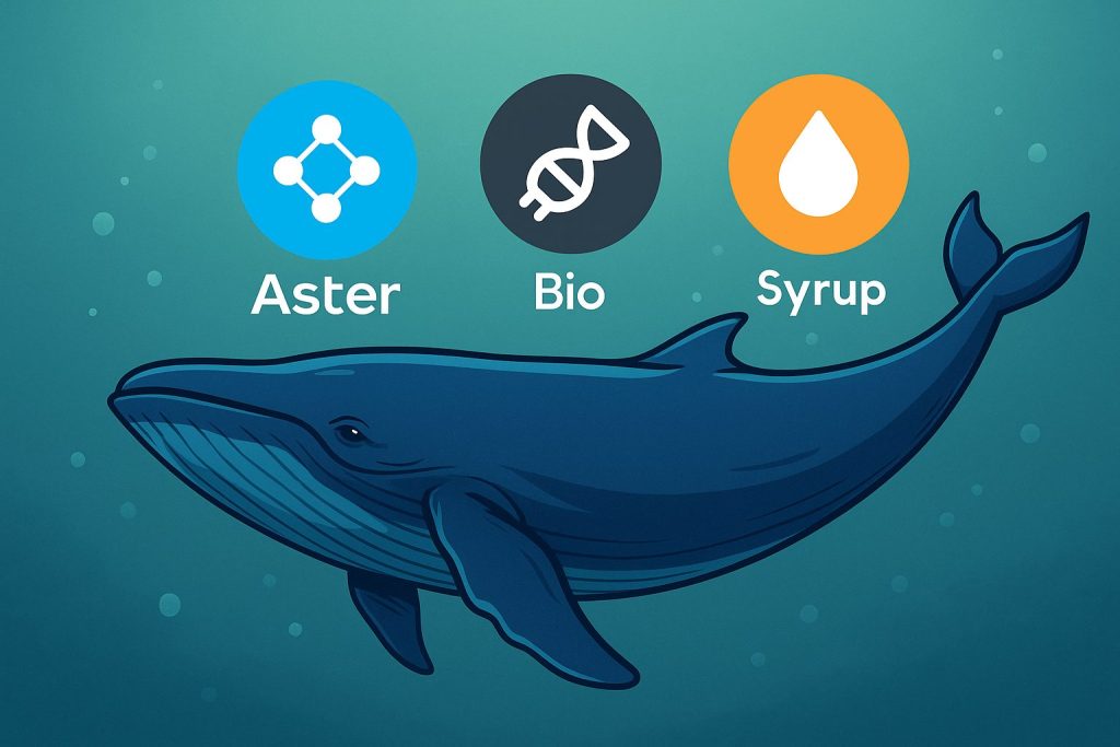 As 3 criptomoedas mais compradas pelas baleias com a queda do BTC image 0