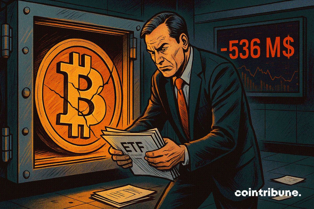 Bitcoin sous pression : Les ETF enregistrent une sortie record de 536 M$