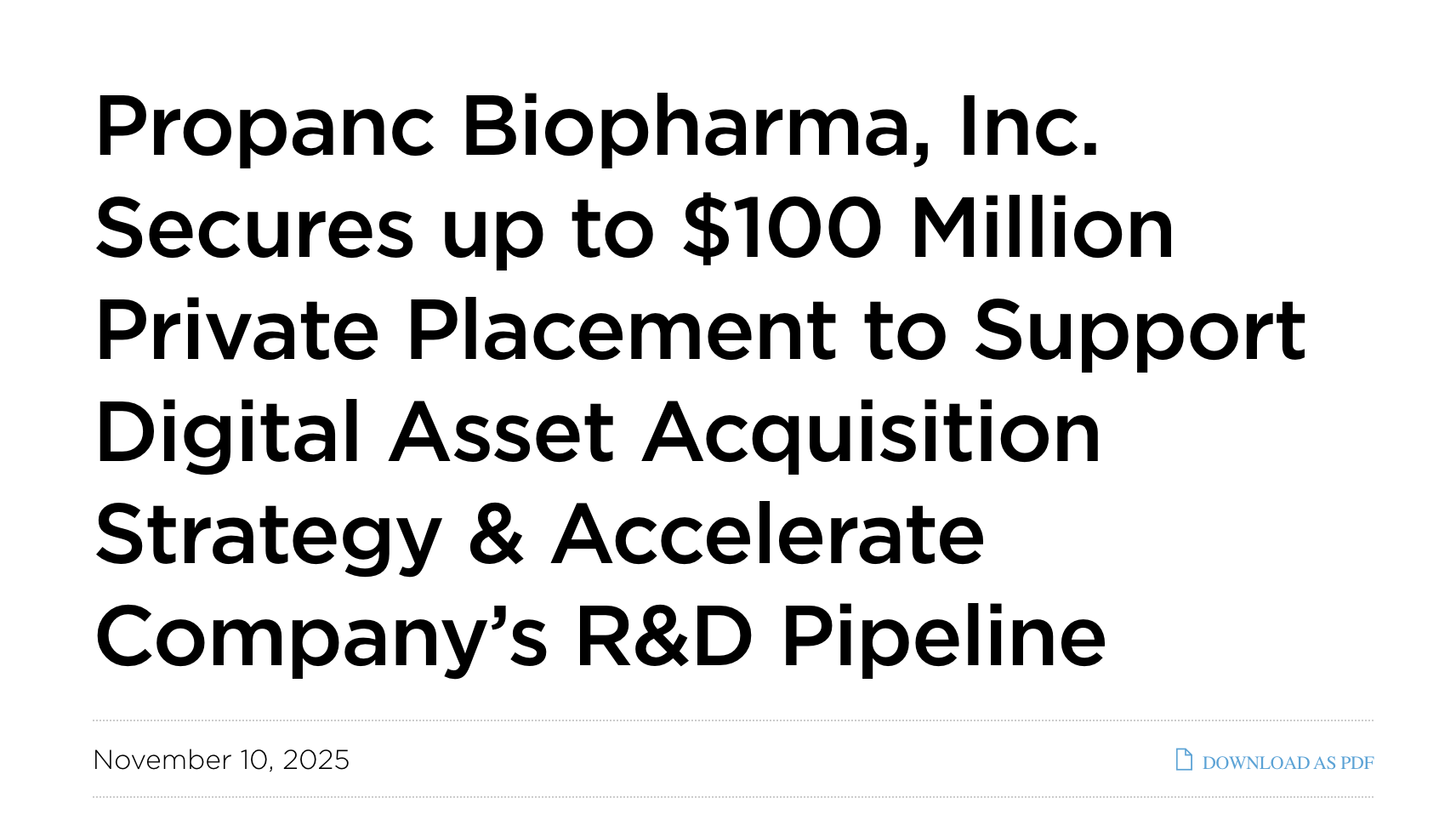 Propanc Biopharma obtient jusqu'à 100 millions de dollars pour constituer une trésorerie crypto et faire avancer les essais de thérapie contre le cancer image 0