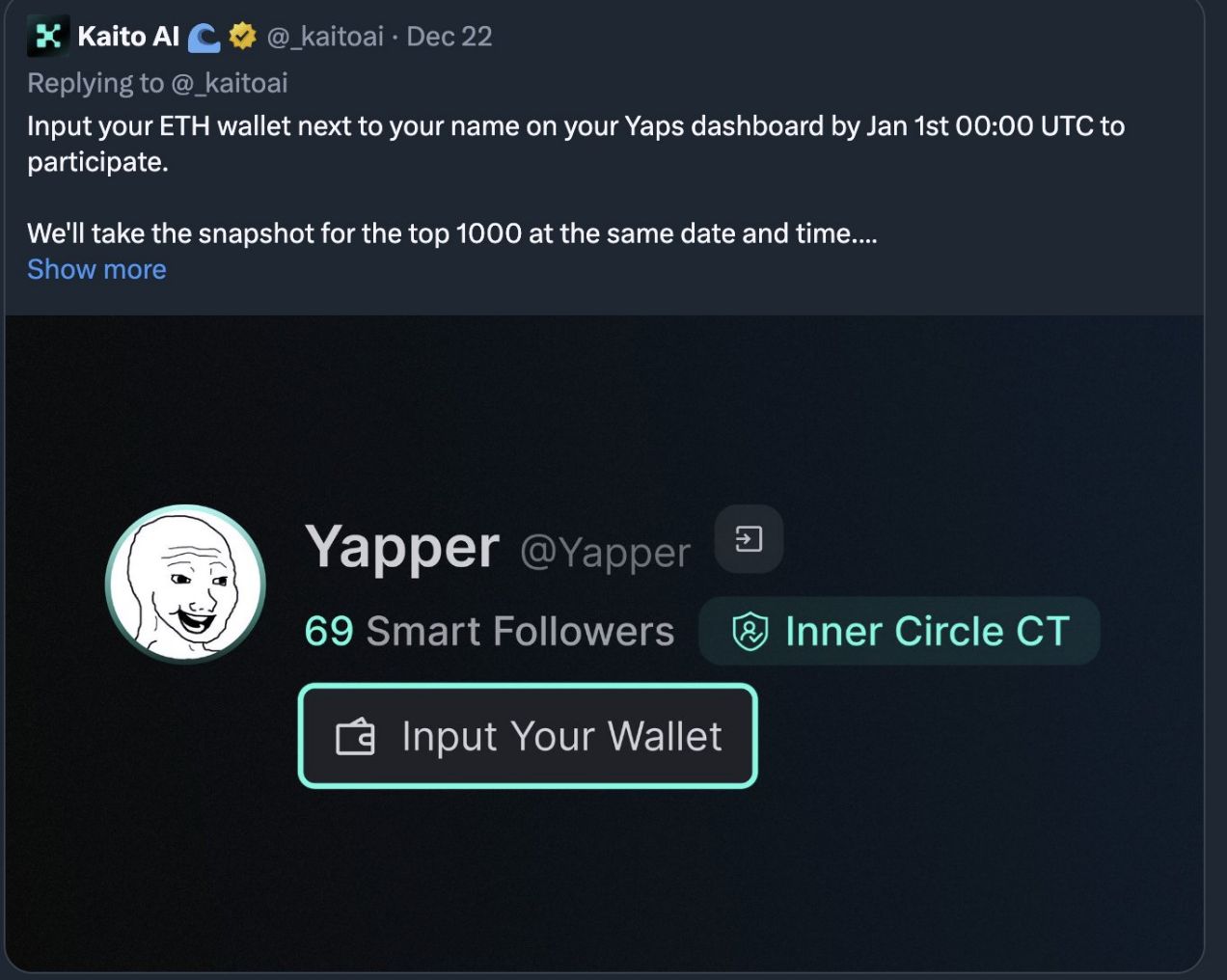 普通用户的Kaito Yaps积分赚取指南：小账户如何“奋起”赚Yap？ image 4