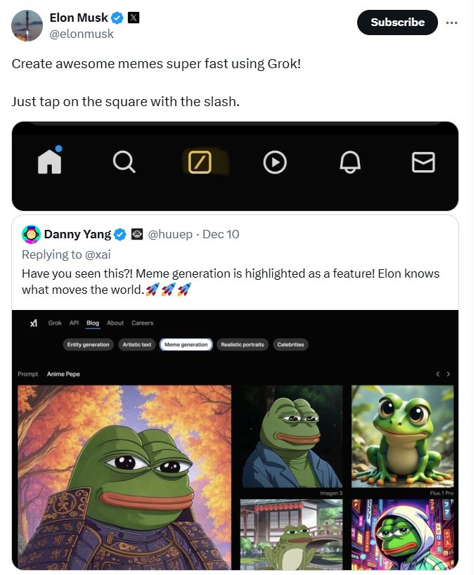 7 Respons Elon Musk terhadap Gambar AI Pepe the Frog image 4