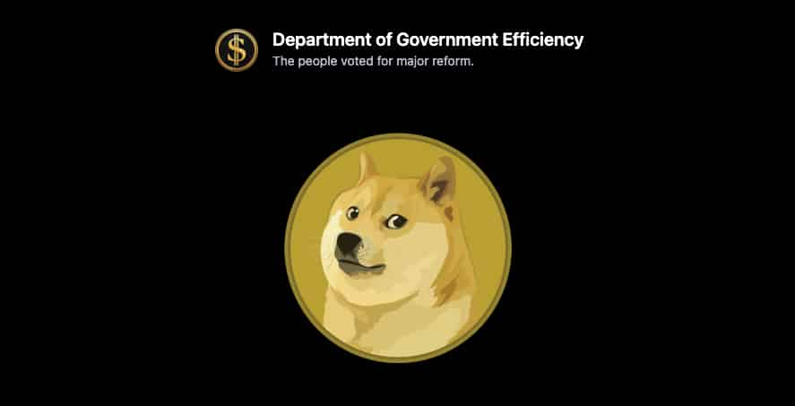 Dogecoin logo appears on new Department of Government Efficiency website image 0