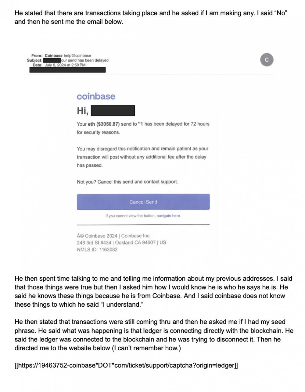 Мошенники, имитирующие Coinbase, украли у пользователя $1,7 млн в серии атак image 0
